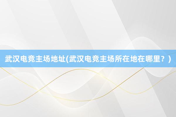 武汉电竞主场地址(武汉电竞主场所在地在哪里？)