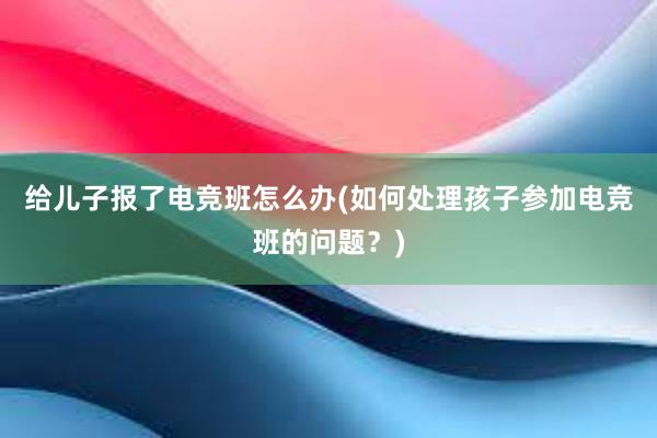 给儿子报了电竞班怎么办(如何处理孩子参加电竞班的问题？)