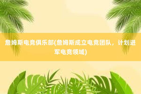 詹姆斯电竞俱乐部(詹姆斯成立电竞团队，计划进军电竞领域)