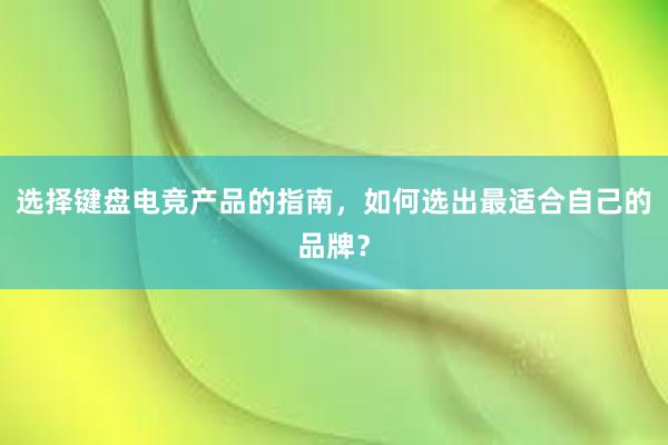 选择键盘电竞产品的指南，如何选出最适合自己的品牌？